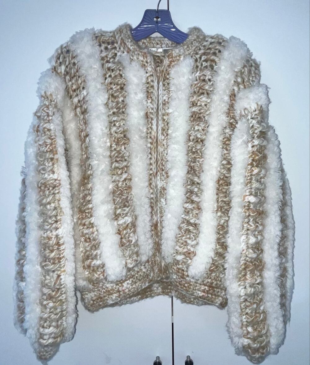 Vintage Le Sweater 1980s Hand-Knit Shaggy Sweater Jacket